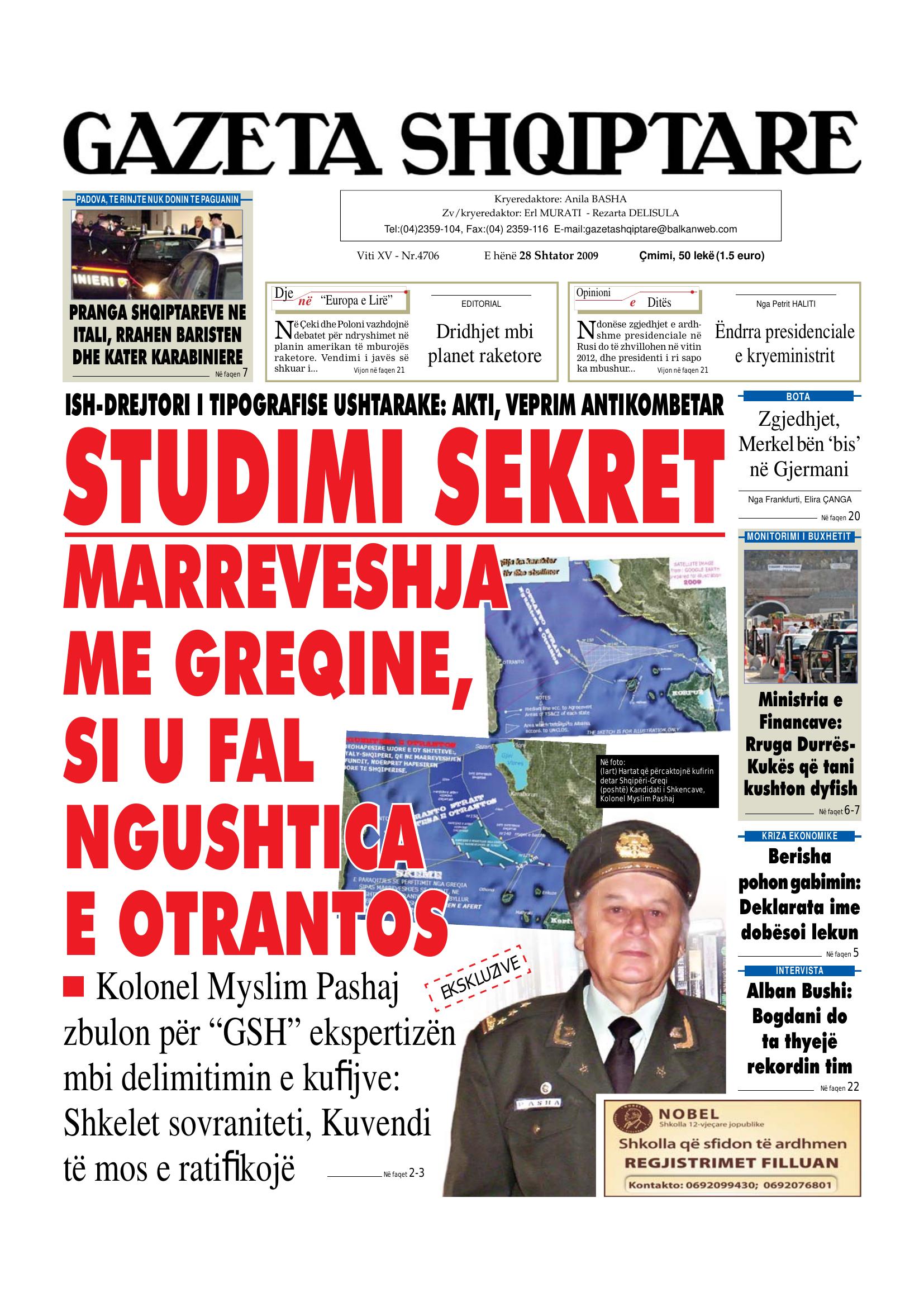 Gazeta Shqiptare 2009-09-28